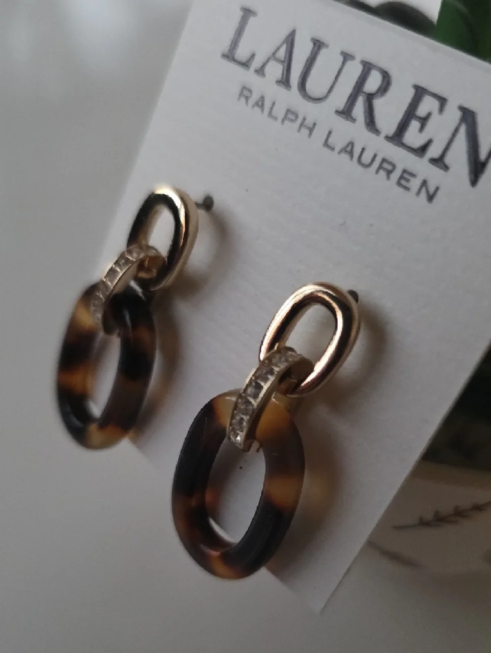 Lauren Ralph Lauren‎ Gold-Tone Earrings with Tortoiseshell Loops